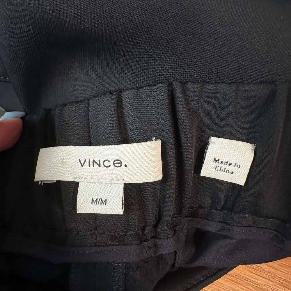 VINCE Mid-Rise Tapered Pull-On Pants Ankle Straight Wide Leg Trouser, Black - Picture 9 of 15
